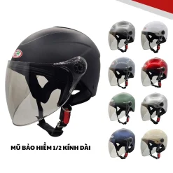 Mũ bảo hiểm nửa đầu có kính dài