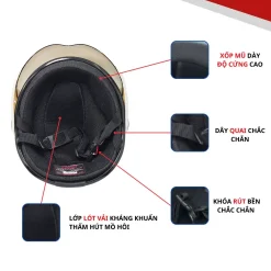 Mũ bảo hiểm 1-2 đầu có kính ANFAGO HELMETS haly
