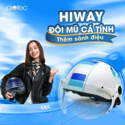 Mũ bảo hiểm 1-2 đầu có kính cao cấp Protec Hiway