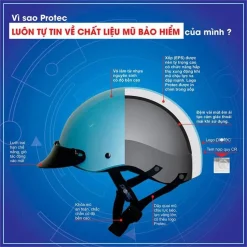 Mũ bảo hiểm 1-2 đầu có kính cao cấp Protec Hiway