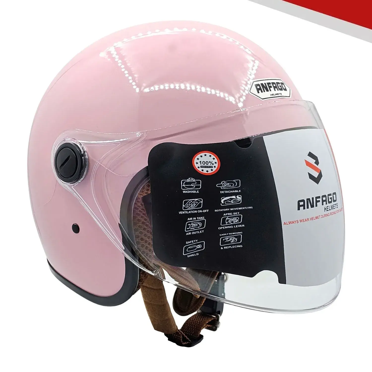 Mũ bảo hiểm 3-4 Anfago 818 kính dài