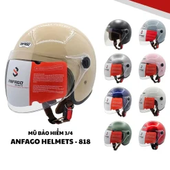 Mũ bảo hiểm 3-4 Anfago 818 kính dài