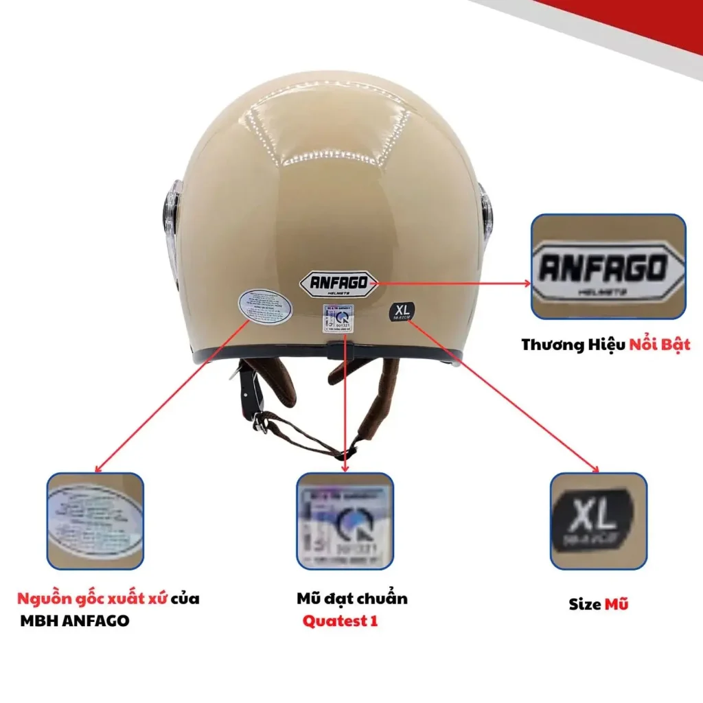 Mũ bảo hiểm 3-4 Anfago 818 kính dài