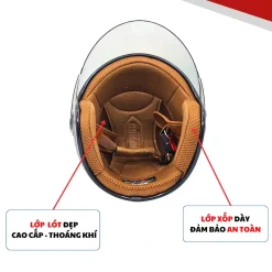 Mũ bảo hiểm 3-4 Anfago 818 kính dài