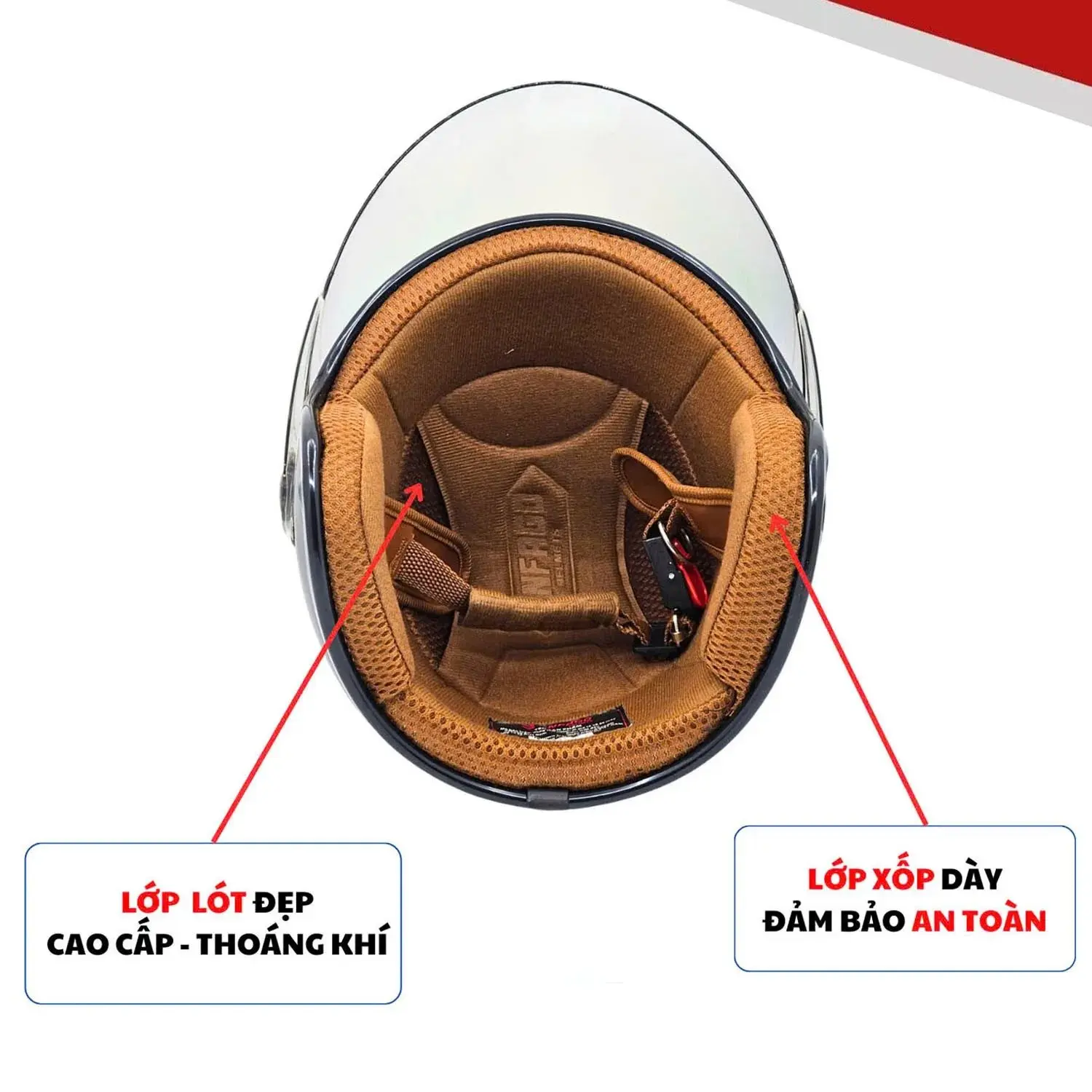 Mũ bảo hiểm 3-4 Anfago 818 kính dài
