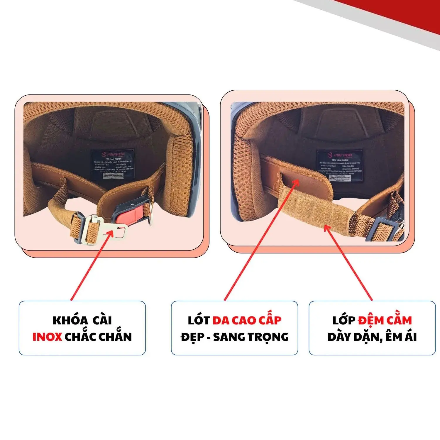 Mũ bảo hiểm 3-4 Anfago 818 kính dài