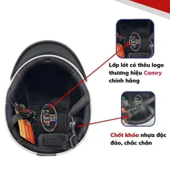 Mũ bảo hiểm nửa đầu Camry sơn nhúng cao cấp, thời trang trẻ trung
