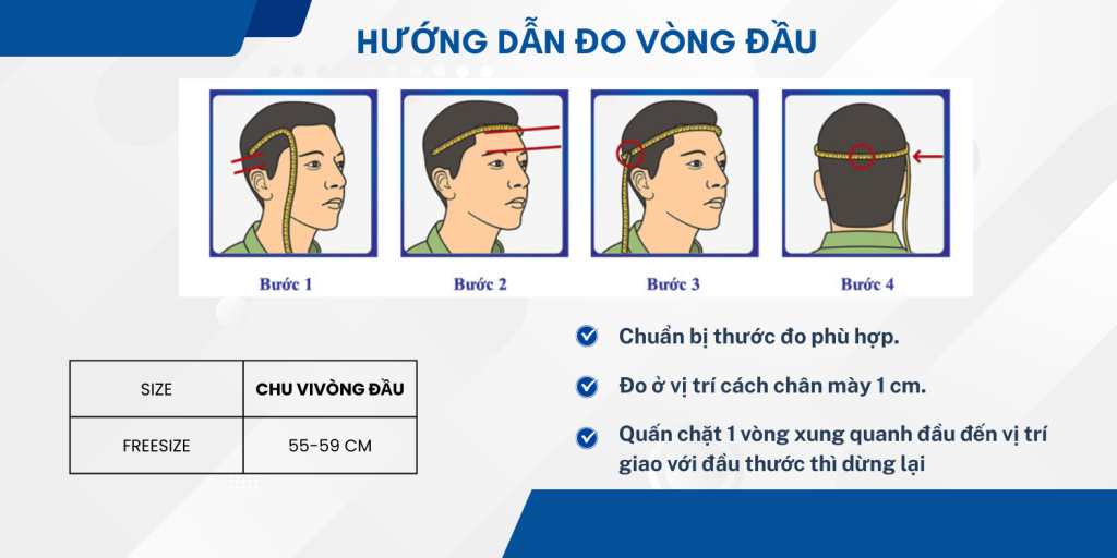 Hướng dẫn đo vòng đầu mũ bảo hiểm Camry.
