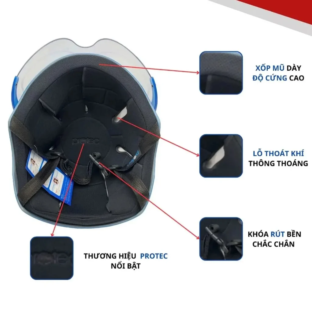 Một vài tiêu chí chất lượng của mũ bảo hiểm Protec phân phối bởi AFAST VIỆT NAM.