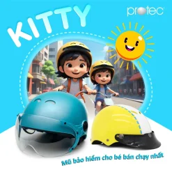 Nón bảo hiểm nửa đầu trẻ em có kính Protec Kitty