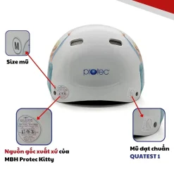 Nón Bảo Hiểm Trẻ Em Nửa Đầu Protec KITTY, Họa Tiết Nữ Hoàng Băng Giá Elsa