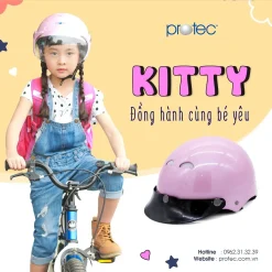 Nón Bảo Hiểm Trẻ Em Nửa Đầu Protec KITTY, Họa Tiết Nữ Hoàng Băng Giá Elsa