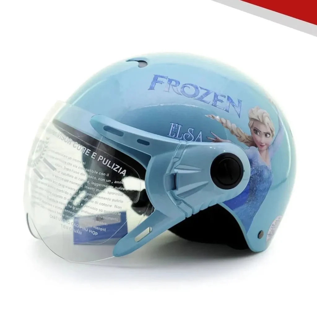 Nón bảo hiểm trẻ em 1/2 đầu có kính Protec Kitty, họa tiết nữ hoàng băng giá Frozen