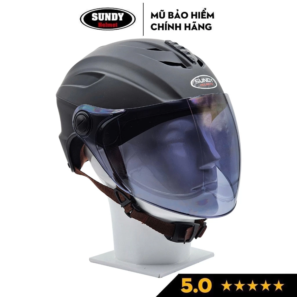 Nón bảo hiểm nửa đầu có kính dài chống nắng SUNDY HP02K