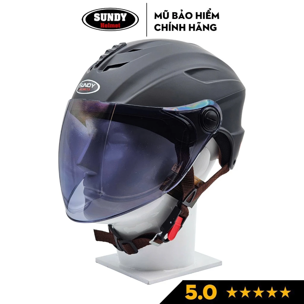 Nón bảo hiểm nửa đầu có kính dài chống nắng SUNDY HP02K