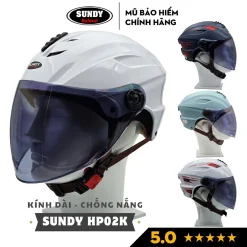 Nón bảo hiểm nửa đầu có kính dài chống nắng SUNDY HP02K