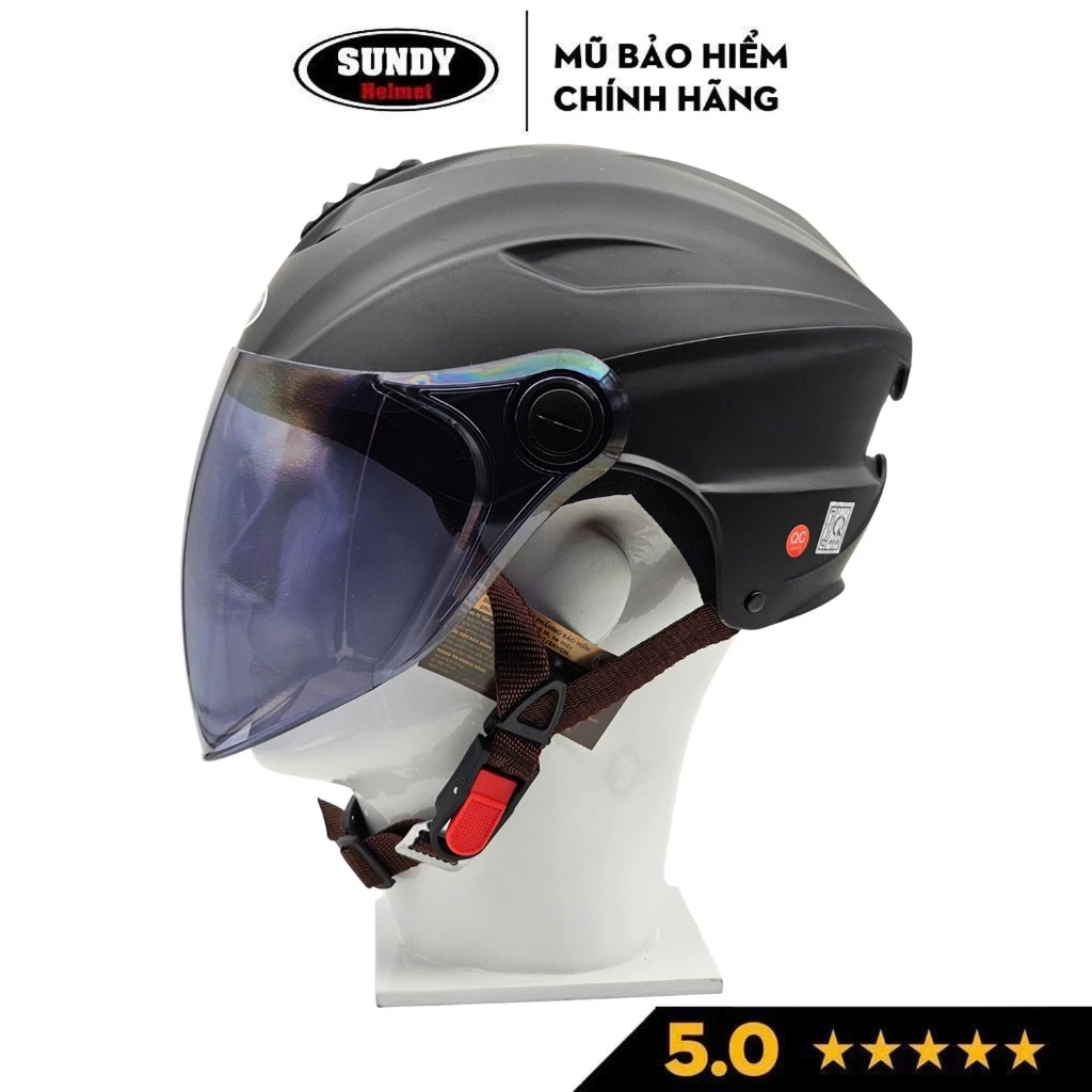 Nón bảo hiểm nửa đầu có kính dài chống nắng SUNDY HP02K