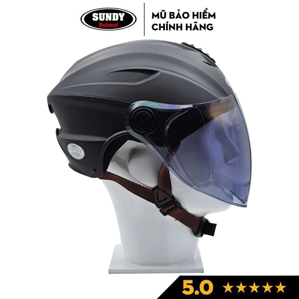 Nón bảo hiểm nửa đầu có kính dài chống nắng SUNDY HP02K