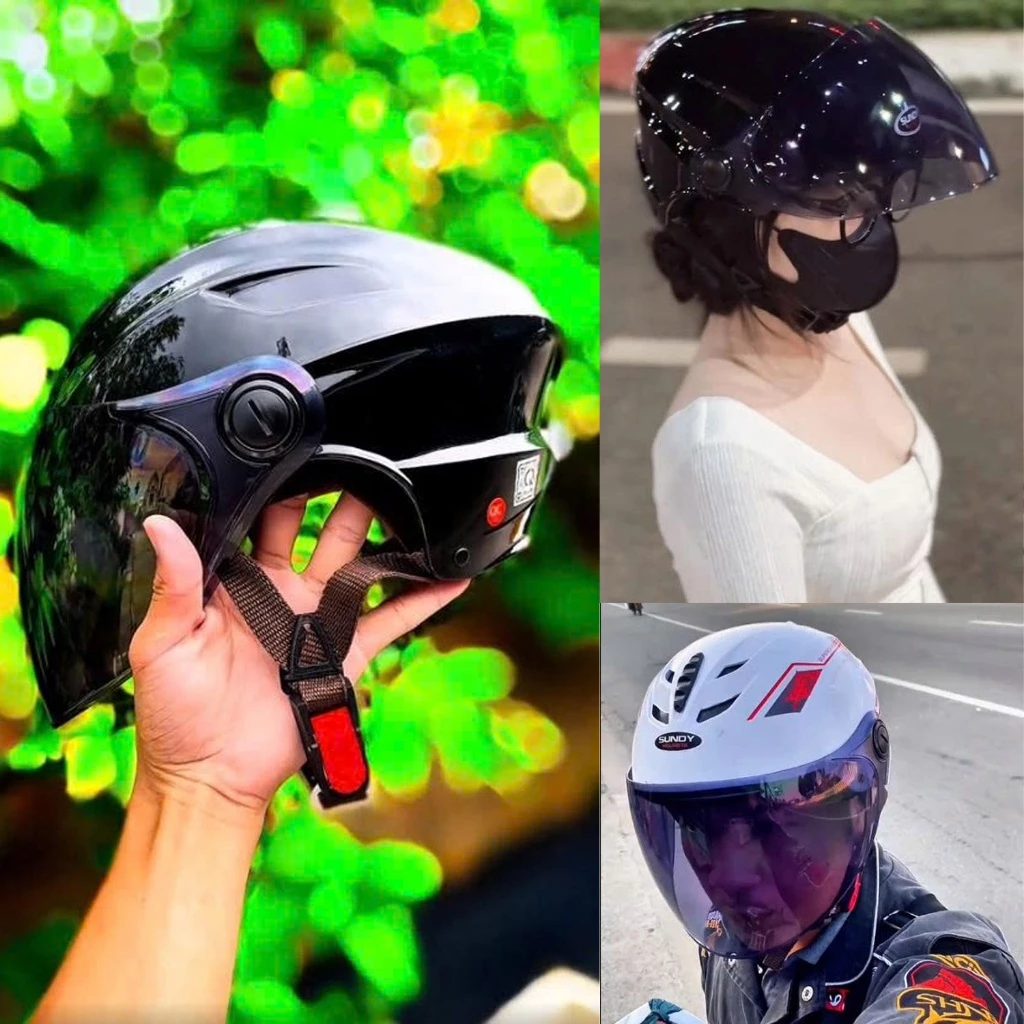 Nón bảo hiểm nửa đầu có kính dài chống nắng SUNDY HP02K 8