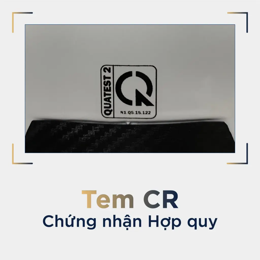 Tem CR chứng nhận Hợp quy trên mũ bảo hiểm đạt chuẩn