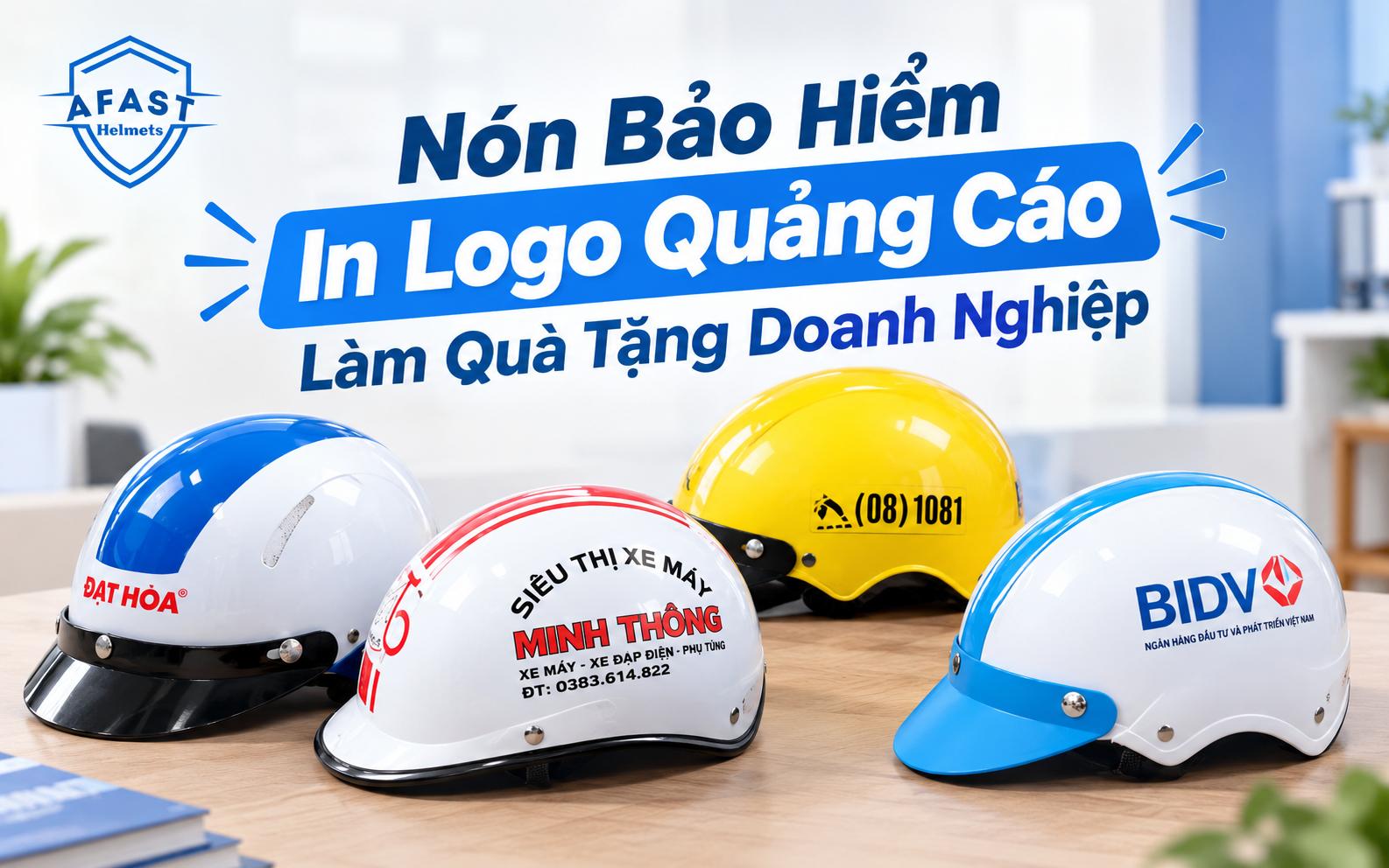 mu bao hiem in logo lam qua tang